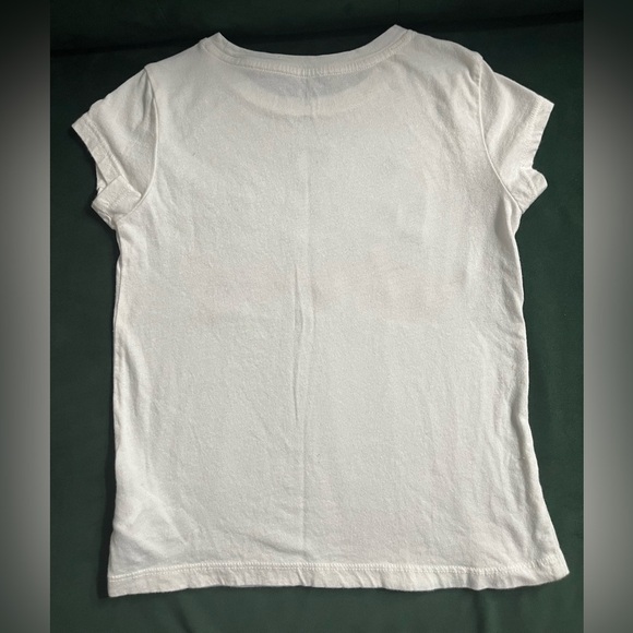 GAP Kids White Tee with Silver Logo and Pink Floral Design - Picture 2 of 3